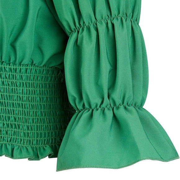 Green Off-Shoulder Smocked Top - Picture 7 of 7